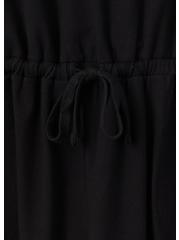 Plus Size Black Crisscross Back Crop Active Jumpsuit , DEEP BLACK, alternate