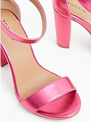 Plus Size Staci - Metallic Pink Faux Leather Ankle Strap Tapered Heel (WW), PINK, alternate