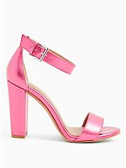 Staci - Metallic Pink Faux Leather Ankle Strap Tapered Heel (WW), PINK, hi-res
