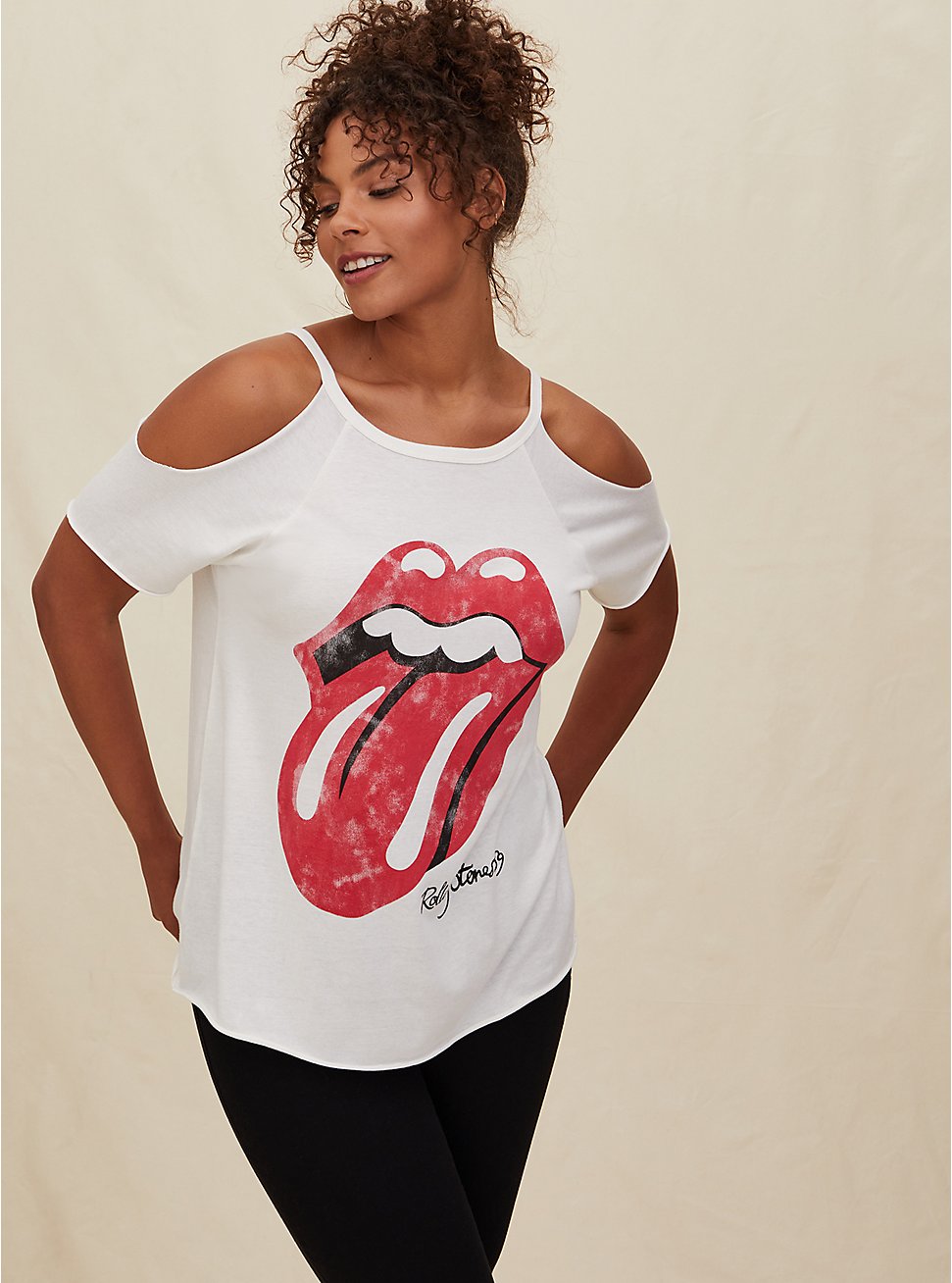 Plus Size Rolling Stones Could Shoulder Tee - White, CLOUD DANCER, hi-res