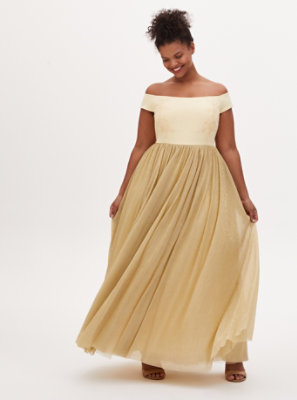 Plus Size Disney Beauty And The Beast Belle Special Occasion Golden Yellow Off Shoulder Gown Torrid