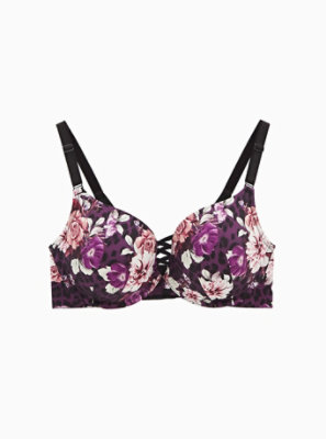 Plus Size - Purple Leopard Floral 360° Back Smoothing™ XO Push-Up ...