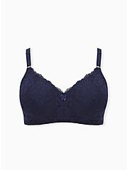Navy Lace 360° Back Smoothing™ Lightly Lined Everyday Wire-Free Bra, PEACOAT, hi-res
