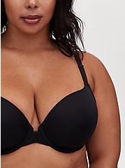 Plus Size Front-Closure Lightly Lined T-Shirt Bra - Microfiber Black with 360° Back Smoothing™, RICH BLACK, alternate