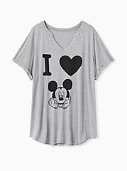 Plus Size Disney Mickey Mouse Heart Heather Grey Jersey Top, MEDIUM HEATHER GREY, hi-res