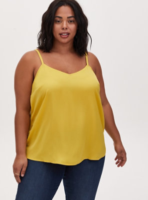 Yellow Textured Charmeuse Swing Cami 