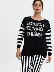 Plus Size Beetlejuice Three TimesCutout Back Sweater - Jersey Black, DEEP BLACK, hi-res