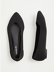 Plus Size Black Stretch Knit Pointed Toe Flat (WW), BLACK, alternate