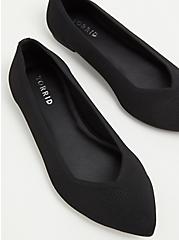 Plus Size Black Stretch Knit Pointed Toe Flat (WW), BLACK, hi-res