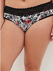 Second Skin Mid-Rise Hipster Lace Trim Panty, CAREFREE FLORAL SKULL, alternate