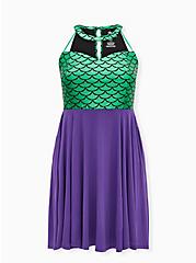 Disney The Little Mermaid Green & Purple Hi-Lo Skater Dress, MULTI, hi-res