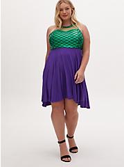 Plus Size Disney The Little Mermaid Green & Purple Hi-Lo Skater Dress, MULTI, hi-res