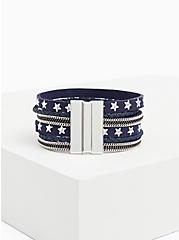 Navy & Silver-Tone Star Magnetic Bracelet, BLUE, alternate