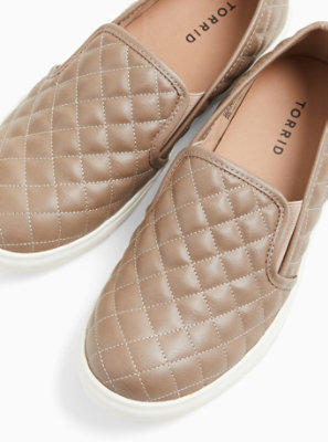 Taupe Quilted Faux Leather Slip-On 