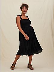 Maxi Rayon Tiered Dress, DEEP BLACK, hi-res