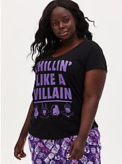 Plus Size Disney Villain Chillin’ Like A Villain Black Sleep Top, DEEP BLACK, hi-res