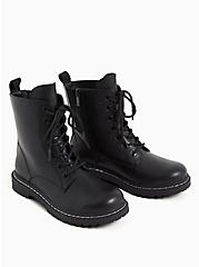 Stevie Lace-Up Combat Boot - Faux Leather Black (WW), BLACK, alternate