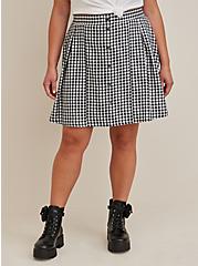 Mini Twill Button-Front Skirt, BLACK WHITE PLAID, alternate