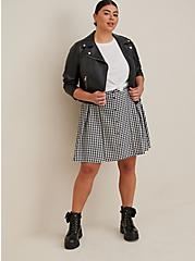 Mini Twill Button-Front Skirt, BLACK WHITE PLAID, hi-res