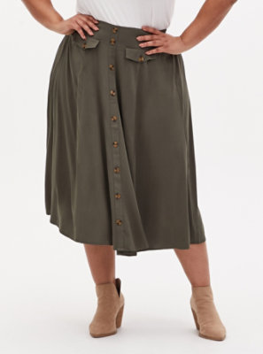National Challis Button Skirt