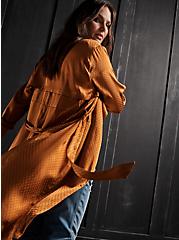 Plus Size Copper Dotted Jacquard Self Tie Trench Jacket, COPPER, hi-res