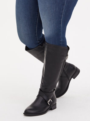 black faux leather boots