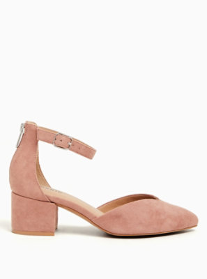 Blush Pink Faux Suede V-Cut Pointed 