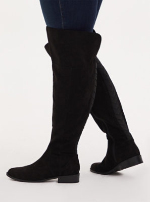 Plus Size - Black Faux Suede Woven Over-The-Knee Boot (WW) - Torrid