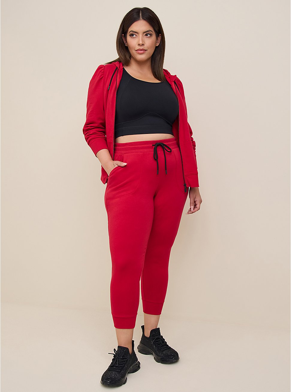 Everyday Fleece Crop Active Jogger In Classic Fit, JESTER RED, hi-res