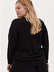 Plus Size Classic Fit Cozy Fleece Crew Neck Raglan Sweatshirt, DEEP BLACK, alternate