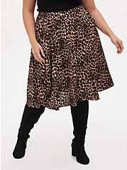 Plus Size Leopard Challis Button Front Midi Skirt, MIDI LEOPARD, hi-res