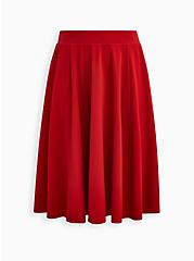 Plus Size Midi Studio Luxe Ponte Skirt, RED, hi-res