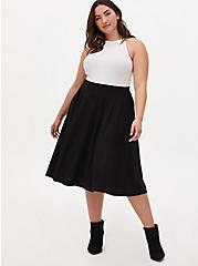 Plus Size Midi Studio Luxe Ponte Skirt, DEEP BLACK, alternate