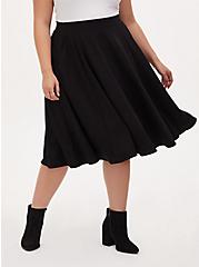 Plus Size Midi Studio Luxe Ponte Skirt, DEEP BLACK, hi-res