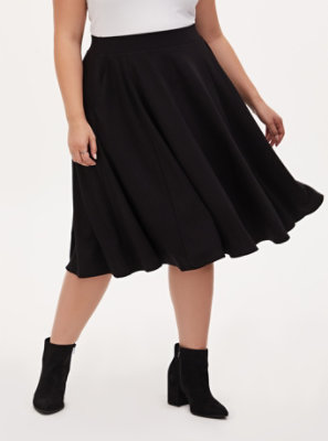 Plus Size - Black Premium Ponte Midi Skirt - Torrid