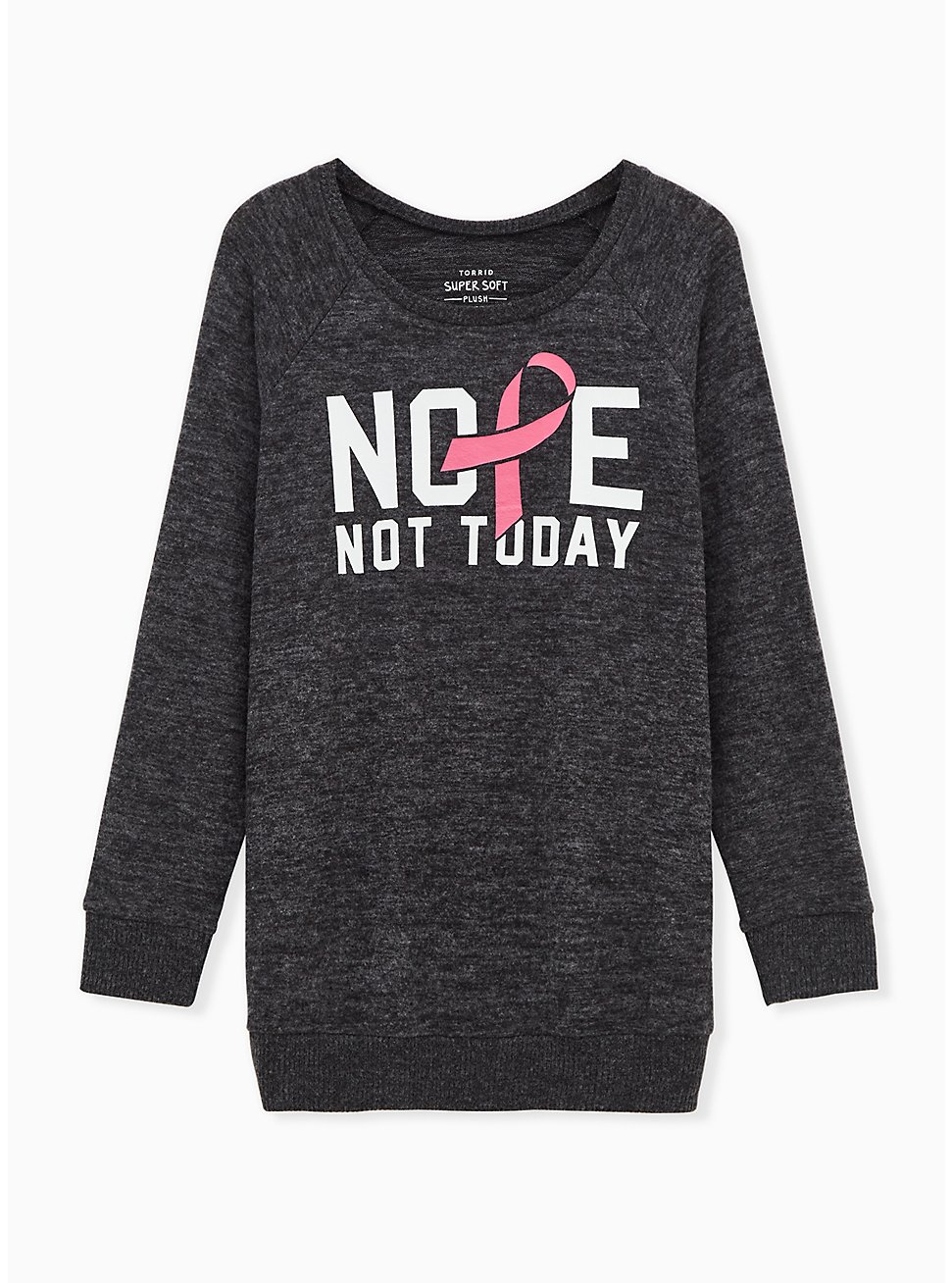 Breast Cancer Awareness - Nope Not Today Super Soft Plush Black Sweatshirt, DEEP BLACK, hi-res