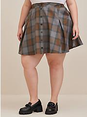 Outlander Tartan Plaid Twill Woven Mini Skater Skirt, MULTI, alternate