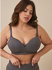 Plus Size Push-Up Wire-Free Bra - Grey with 360° Back Smoothing™, HEATHER GREY, hi-res
