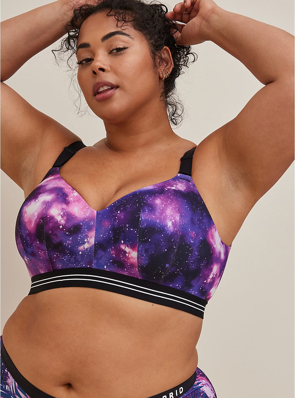 Wire-Free Lightly Lined Microfiber 360° Back Smoothing™ Active Bra, GRADIENT GALAXY BLACK, hi-res
