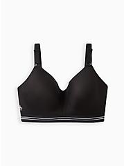  Lightly Lined Wire-Free Sports Bra - Microfiber Striped Black with 360° Back Smoothing™, RICH BLACK, hi-res