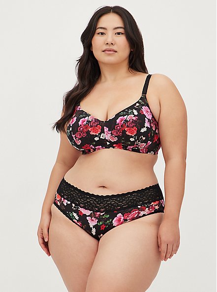 Everyday Wire-Free Lightly Lined Print 360° Back Smoothing™ Bra, MARAH FLORAL BLACK, alternate