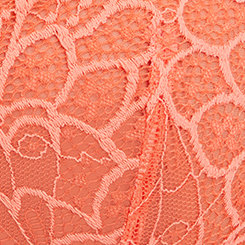 Balconette Unlined Peacock Lace Straight Back Bra, LIVING CORAL, swatch