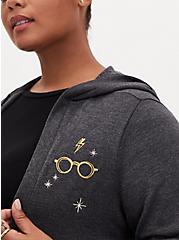 Harry Potter Glasses Embroidered Charcoal Fleece Hooded Cardigan, MULTI, alternate