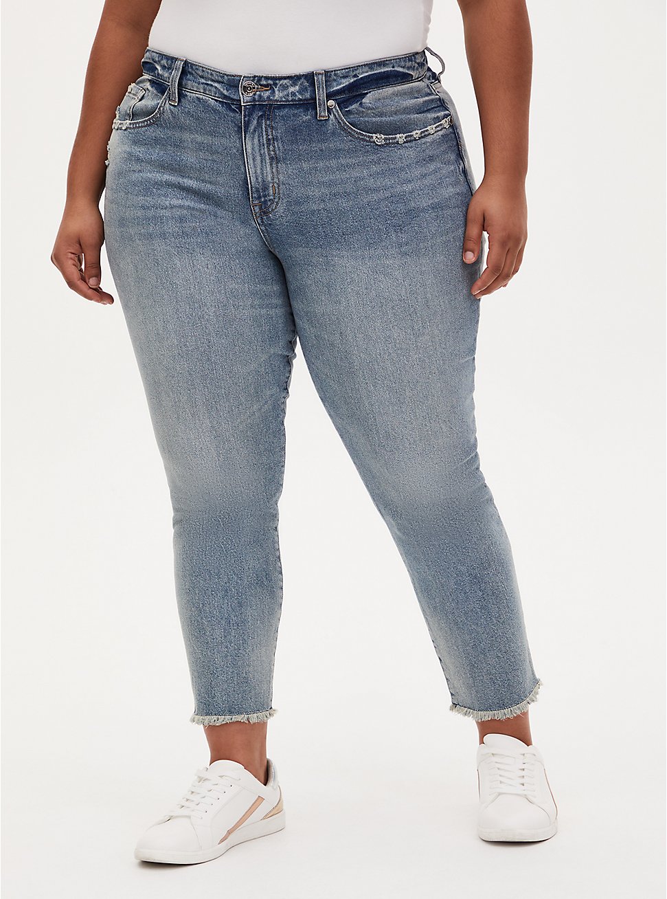 Plus Size High Rise Straight Jean - Light Wash with Fray Hem, MOONSHINE, hi-res