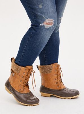 faux leather duck boots
