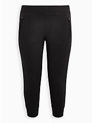 Relaxed Fit Jogger Lightweight Ponte Mid-Rise Pant, DEEP BLACK, hi-res