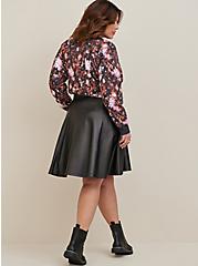 Plus Size Black Coated Premium Ponte Skater Mini Skirt, DEEP BLACK, alternate