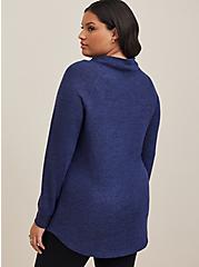 Super Soft Plush Cowl Neck Raglan Tunic Sweatshirt, PEACOAT, alternate