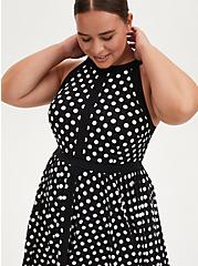 Plus Size Mini Studio Knit Skater Dress, BLACK WHITE DOT, alternate