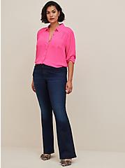Madison Georgette Button-Up Long Sleeve Shirt, BRIGHT PINK, alternate